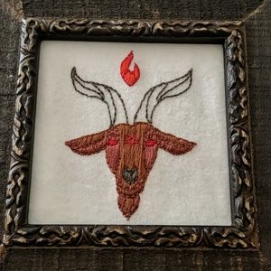 Baphomet Goat's Head Embroidery (framed)